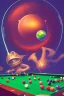 Placeholder: Aliens playing pool with the balls being planets. The main ball is planet earth