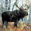 Placeholder: 90's fantasy tcg art of a moose in forest