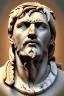 Placeholder: Ultra Realistic image, Roman sculpture, white marble material, Lionel Messi, gold Laurel leaves wreath, renaissance ornaments, one gold star in heart, sun ornament, sun rays background, chisel style, waist up portrait, emperor style, epic, celestial, cinematic lighting, God light, god rays, 4k resolution, smooth details, ornate details, soft lighting, unreal engine 5, art station, substance 3d.