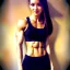 Placeholder: beautiful woman, big bust, 6-pack abs, slim waist, long hair