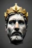 Placeholder: Ultra Realistic image, Roman sculpture, white marble material, Lionel Messi, gold Laurel leaves wreath, god crown, baroque ornaments, one gold star in heart, sun ornament, sun rays background, chisel style, waist up portrait, emperor style, epic, celestial, cinematic lighting, God light, god rays, 4k resolution, smooth details, ornate details, soft lighting, unreal engine 5, art station, substance 3d.