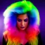 Placeholder: Full body portrait, painting, medium shot lady nuclear waste glow rainbow hair