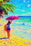 Placeholder: painting, impressionist, wanderlust, bright colors, beach