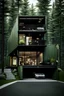 Placeholder: Medium sized, modern house in the woods made from shipping containers, photorealistic