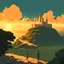 Placeholder: a mighty fortress is our god, golden hour, at dawn by atey ghailan