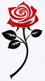 Placeholder: a rose where the stem and leaves(black) is made of smoke, and the flower(red) is made of smoke and flame shapes that spiral in the middle, vector