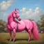 Placeholder: a pink horse with a big man sit it like a 19th painting