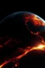 Placeholder: 4k full realism full details full lights planète en feu vue de l'espace, continents visibles, attaques nucleaires