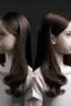Placeholder: Twin sisters with brunette hair. Hyper realistic. Back to back