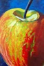 Placeholder: Abstract impasto oil painting of an apple with margins