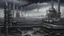 Placeholder: A hyper-realistic oil painting of the city of steel stretched under an eternally gray sky, capturing every intricate detail of the industrial landscape and the gloomy atmosphere