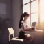 Placeholder: female student studying by the window, anime style, unreal engine 5, sun light, studio lighting --ar 1:1 --v 4