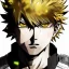 Placeholder: Detailed anime portrait of bakugo from my hero academia, gold hair and golden eyes, black suit, intricate details, full body portrait, keep head in frame, slight smile, black Japanese motif, concept art, highly detailed, digital painting, concept art, sharp focus, illustration, art by Yoji Shinkawa, WLOP and greg rutkowski and alphonse mucha and artgerm and yanjun Chen and Junji ito and Makoto Shinkai, HDR, octane render