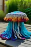 Placeholder: Gorgeous large multicolored jellyfish with hyper-realism and amigurumi texture