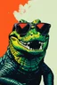 Placeholder: crocodile with sunglasses in the style of warhol