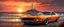 Placeholder: 1970s BOSS 302 orange mustang in coastal, front view, sunset, lighthouse, painting style, dramatic lighting