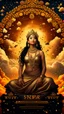 Placeholder: (((goddess lakshmi ,magic, explosion power,108 heavens))), masterpiece , portrait photography,dreamy,gold coins falling sky with crescent moon, celestial bodies, simplified, concept art by Lampu Kansanoh, (an Asian kombucha goddess) golden ,red, blue and black color scheme, billowing clouds, HD quality, art design garment printing.Cinematic lighting ,hyper detailed,1024K