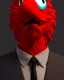 Placeholder: hybrid character, Elmo muppet head, man body, human arms and hands, Shirt and tie, concept art, smooth, unreal engine 5, god lights, ray tracing, RTX, lumen lighting, ultra detail, volumetric lighting, 3d, finely drawn, high definition, 4k.