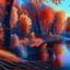 Placeholder: Animated drawing of a hyper-detailed hyper-realistic wolf river trees complementary colors autumn 4k