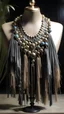 Placeholder: Statement piece with oversized gemstone and metallic fringe.