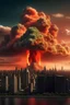 Placeholder: A volcano exploding over a new york city