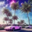 Placeholder: 1980's aesthetic vaporwave palm trees and spheres and Porsche with lightning