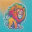 Placeholder: A sticker design in a minimalistic style featuring a caricature lion in vivid colors. The subject is presented alone on a neutral background.