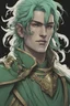 Placeholder: old Water genasi D&D male paladin green hair