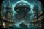 Placeholder: An underwater city built within colossal glass domes, with Victorian-era architecture and clockwork submarines navigating through schools of fish. The city's skyline is illuminated by glowing bioluminescent plants and steampunk gadgets. by H.R. Giger
