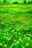 Placeholder: A lime green field filled with flowers painted by Vincent van Gogh