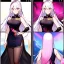 Placeholder: Clear focus, 8k, 4k, high quality, detailed, beautiful lighting, vibrant colors, white long hair, vibrant pink eyes, girl, black stockings, red and black Chinese outfit