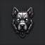 Placeholder: a blank background a dark themed logo that looks like the cyborg dog