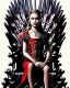 Placeholder: A young vampire girl sitting on a great iron throne,blood