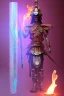 Placeholder: Futuristic Neon crystal skeleton samurai smoke glass fire water