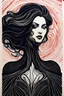 Placeholder: create an abstract woodcut of an ethereal, otherworldly seductive ancient female Lasombra vampire , in the style of Gabriela Jolowicz