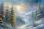 Placeholder: realistic winter landscape with elements of fractal painting, mighty firs, pines, everything is harmonious and beautiful, frost glitters in the air, super detail, clear quality, winter transparency of icy air, high resolution, microdetalization, Josephine Wall. Thomas Kinkade.