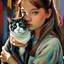 Placeholder: A girl and her cat inspirational styles - Pointillism, Realism and Fauvism