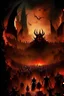 Placeholder: A picture of hell with hellish people in torment Sauron, the lord of darkness, with the devil and his army, in the land of destruction