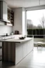 Placeholder: A minimalistic kitchen in the style of Scandinavian with a view.