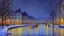 Placeholder: Winter night, lanterns, modern city, cars, alfred sisley impressionism painting