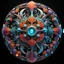 Placeholder: 3D rendering of Expressively detailed and intricate of a hyperrealistic “neon vintage ornament”: side view, scientific, single object, vivid colour, sea creatures, black background, shamanism, cosmic fractals, octane render, 8k post-production, detailled metalic bones, dendritic, artstation: award-winning: professional portrait: atmospheric: commanding: fantastical: clarity: 16k: ultra quality: striking: brilliance: stunning colors: amazing depth