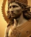 Placeholder: Realistic image, classic sculpture, marble material, Lionel Messi with Laurel wreath model, miguel angel style, God light, god rays, 4k resolution, perfect details, ornate details, soft lighting, unreal engine 5, soft cyan background.