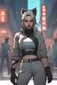 Placeholder: Female chinese as a werewolf in a outfit with chinese culture on it,futuristic, arcane style, metal gear style,night city style,king of fighters style,spideverse style,gorillaz style,street fighter 6 style