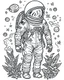 Placeholder: outline art for stoners coloring pages with A very simple and super minimal design featuring A cosmic coloring page featuring an astronaut floating in space surrounded by cannabis constellations., white background, sketch style, fully body, only use outline, cartoon style, clean line art, white background, no shadows and clear and well outlined