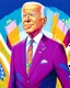 Placeholder: Cartoon of presidente Joe Biden cuerpo completo hiperdetallado colores complementarios en el fondo la casa blanca