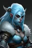 Placeholder: Female. Ice blue hair.Half giant. Barbarian