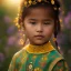 Placeholder: subtle indigenous child, beautiful portrait, flowery landscape, light, sun