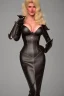 Placeholder: Claudia Schiffer as evil queen in leather gown, voluptuous, cleavage, stern, angry, emperious, low key lightning