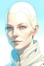 Placeholder: Portrait of a futuristic woman, creamy colors, Albanian, no hair