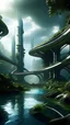 Placeholder: sci fi planet, jungle metropolis, water, zaha hadid